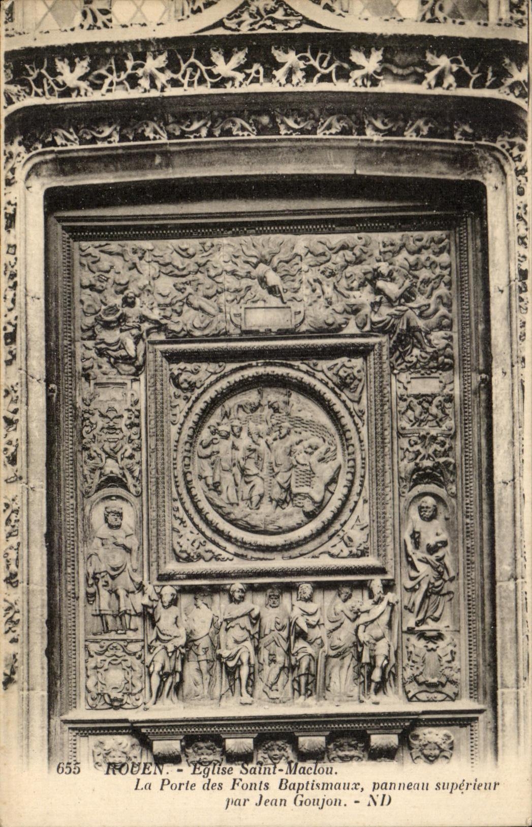 CPA Rouen Eglise Saint Maclou La Porte Des Fonts Baptibmour Panneau Super eur Par Jean Gonjon