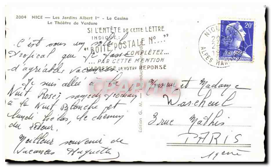 CPA Nice Les Jardins Albert 1er Le Casino Le Theatre De Verdure — Reverso