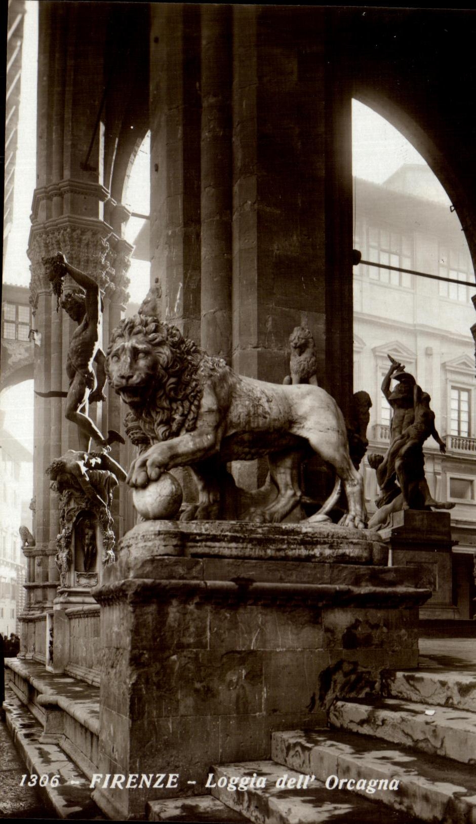 CPA Firenze Loggia Dell Orcagna Lion 