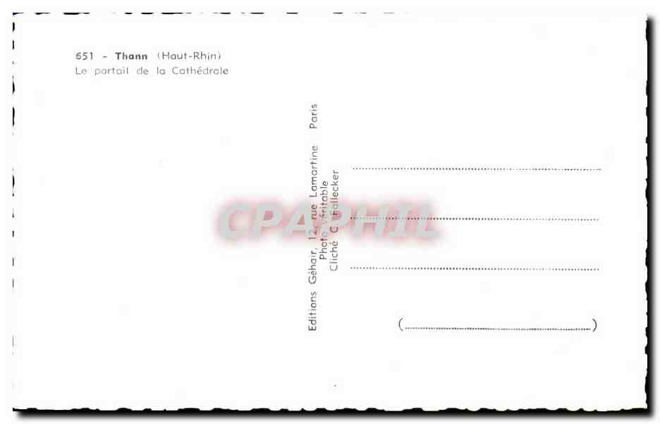 CPSM Thann Le Portail De La Cathedrale — Rückseite