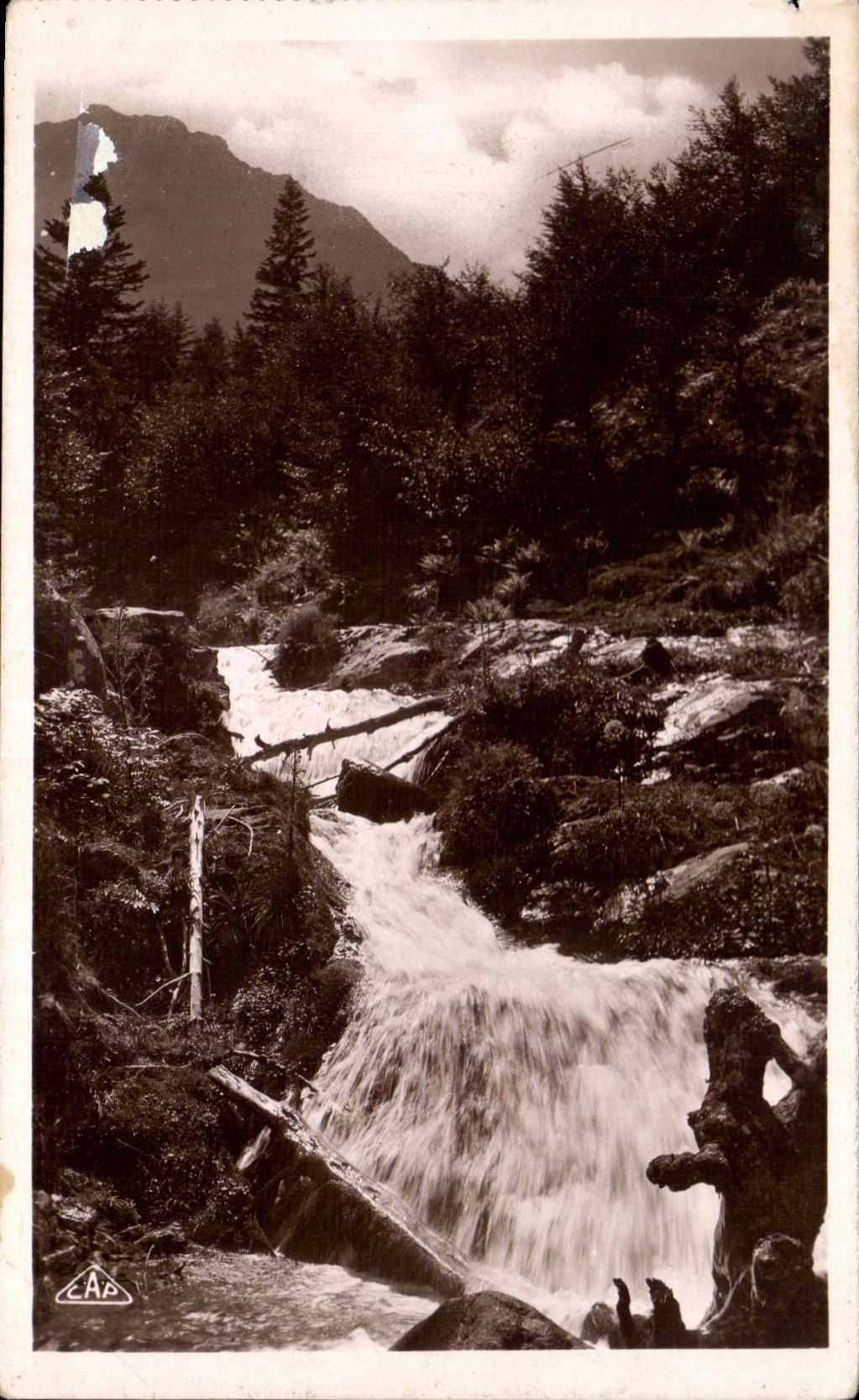 Tarjeta postal antigua Bagneres De Bigorre Cascada Del Chiroulet