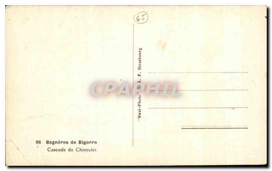 Tarjeta postal antigua Bagneres De Bigorre Cascada Del Chiroulet — Reverso