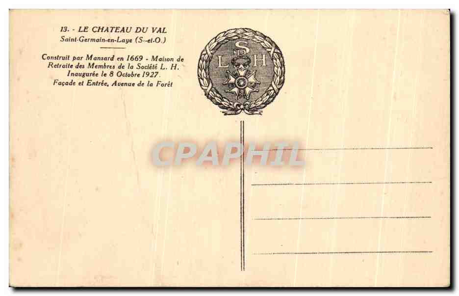 CPA Le Chateau Du Val Saint Germain En Laye — Verso