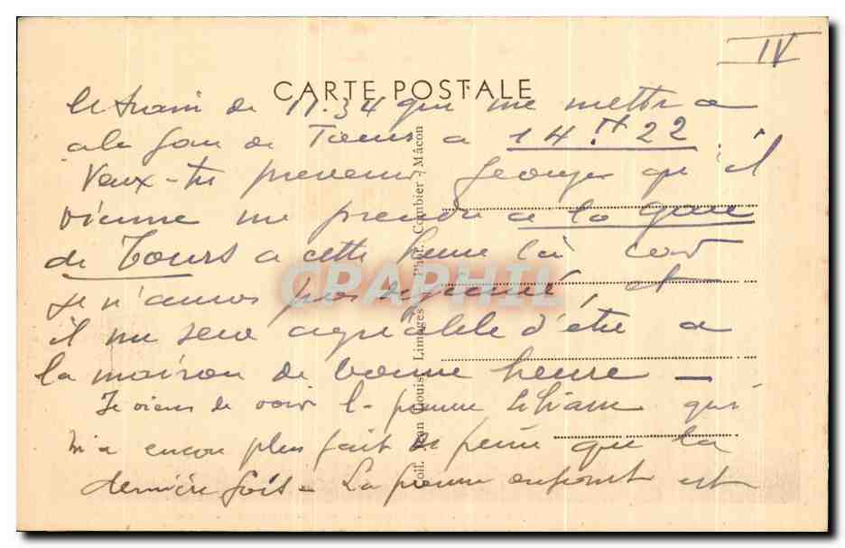 CPA Limoges Place Jourdan Et l'Avenue De La Gare — Rückseite