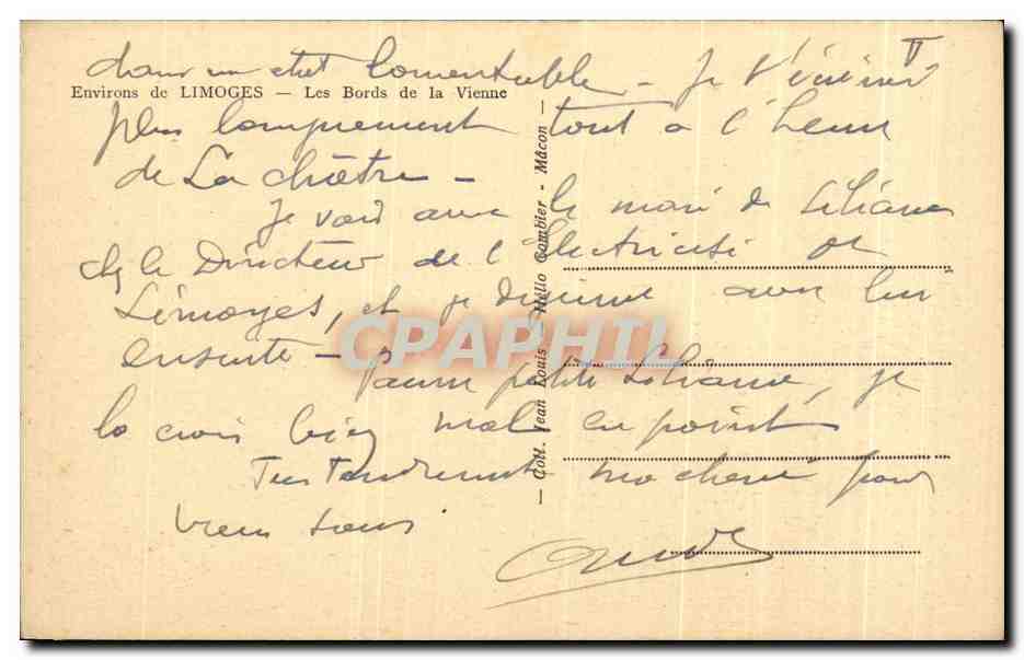 CPA Enciors De Limoges Les Bords De La Vienne — Rückseite