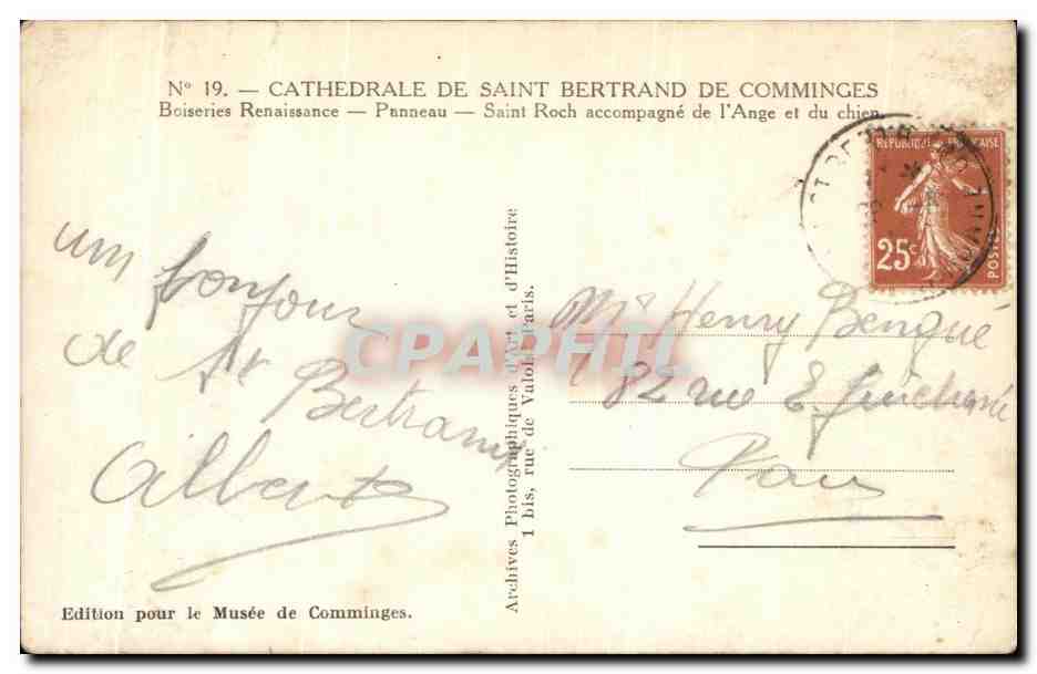 CPA Cathedrale De Saint Bertrand De Comminges Boiseries Renaissance  — Rückseite