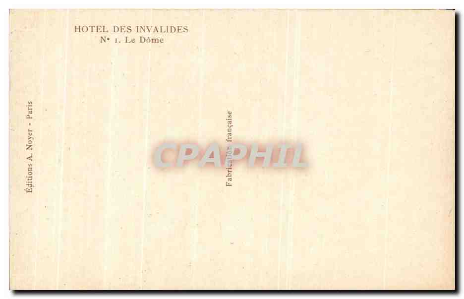 CPA Hotel Des Invalides le Dome Paris  — Verso