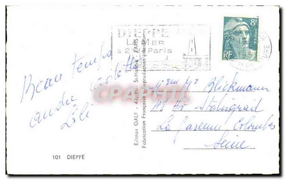 CPA Souvenir De Dieppe Bateau l'Arromanches Puis sale  — Rückseite