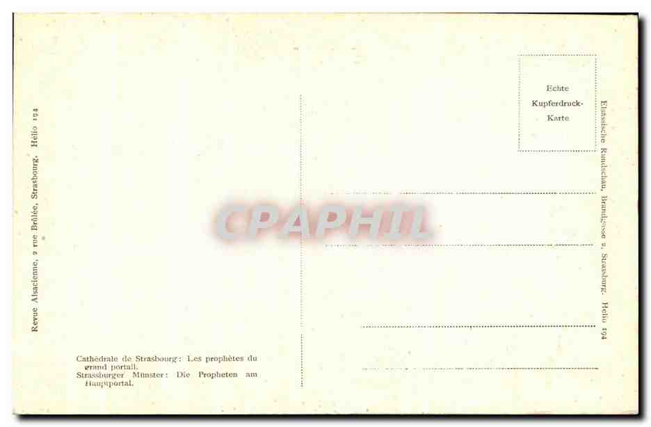 CPA Cathedrale De Strasbourg Les prophetes du grand portail — Verso
