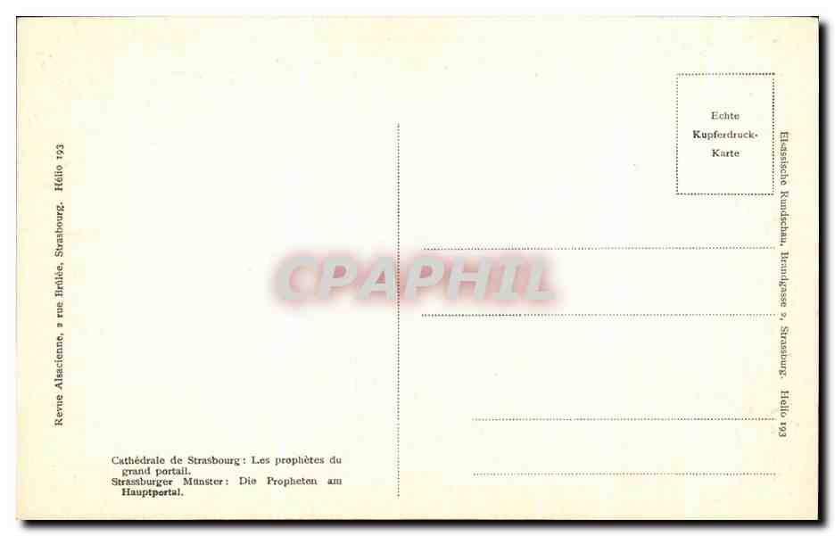 CPA Cathedrale De Strasbourg Les prophetes du grand portail — Verso