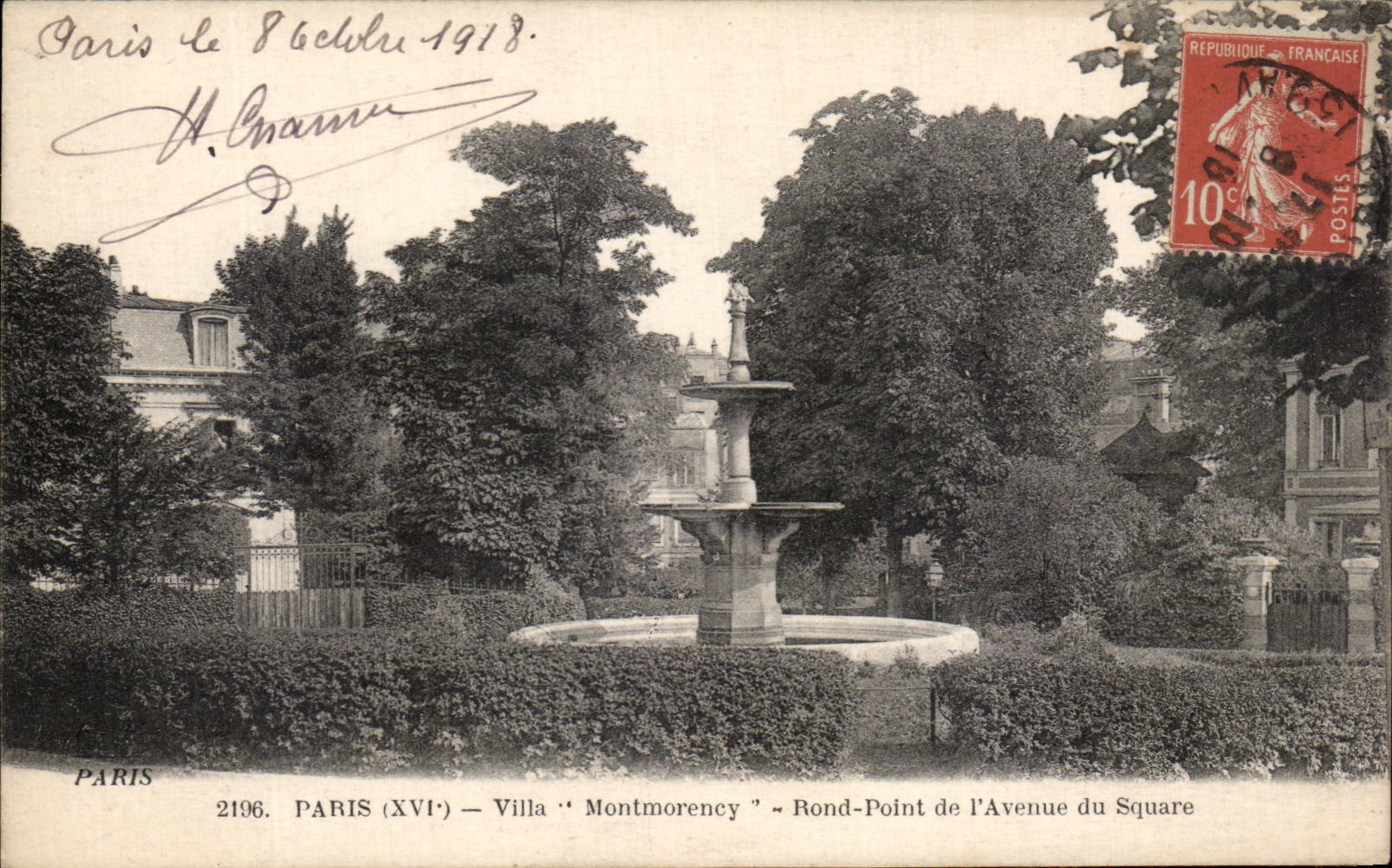 CPA Paris Villa Montmorency Rond Point de I'Avenue du Square