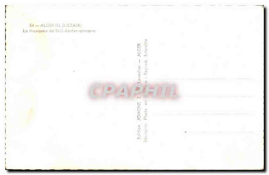 CPA Alger La Mosquee De Sidi Abderrahmane — Rückseite