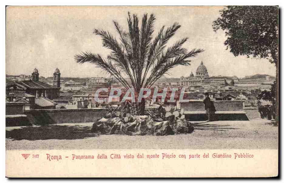 CPA Roma Panorama Della Citta Visto Dal Monte Pincio Con Parte del Giardino Pubblico 