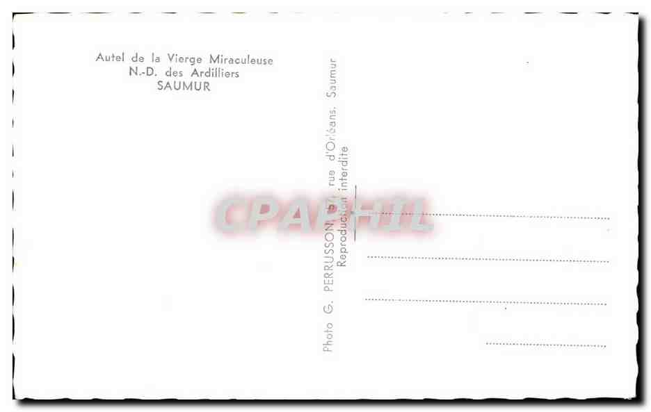 CPA Autel De La Vierge Miraculeuse Des Ardillers Saumur — Rückseite