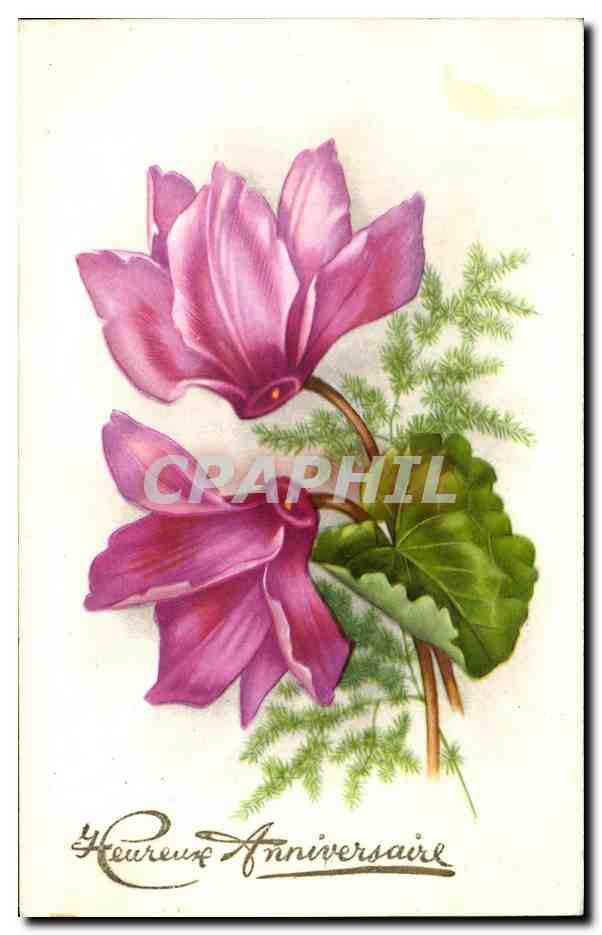 CPA Fantaisie Fleurs Heureure Anniversaire