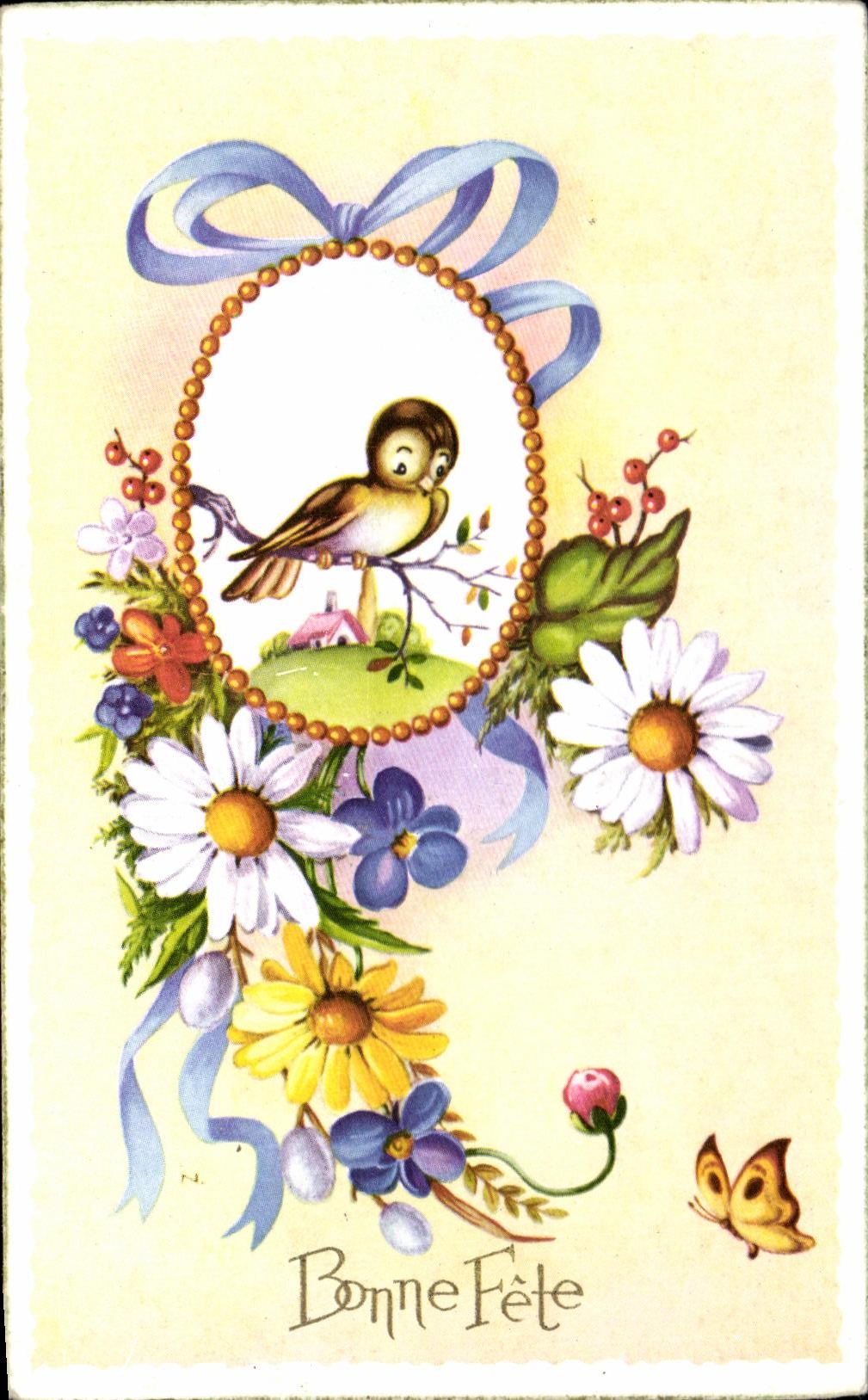 CPA Fantaisie Oiseau Bonne Fete