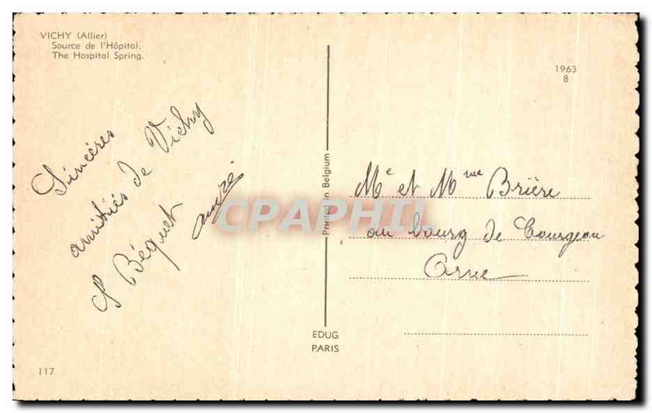 CPA Vichy Source de I'Hopital  — Verso