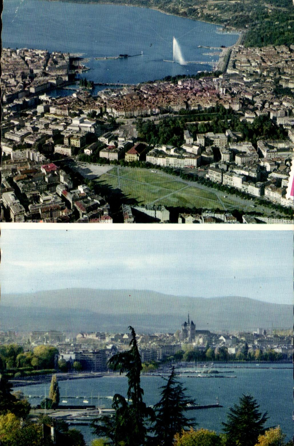 CPA Geneve Vue generale aerienne La Rade depuis Cologny