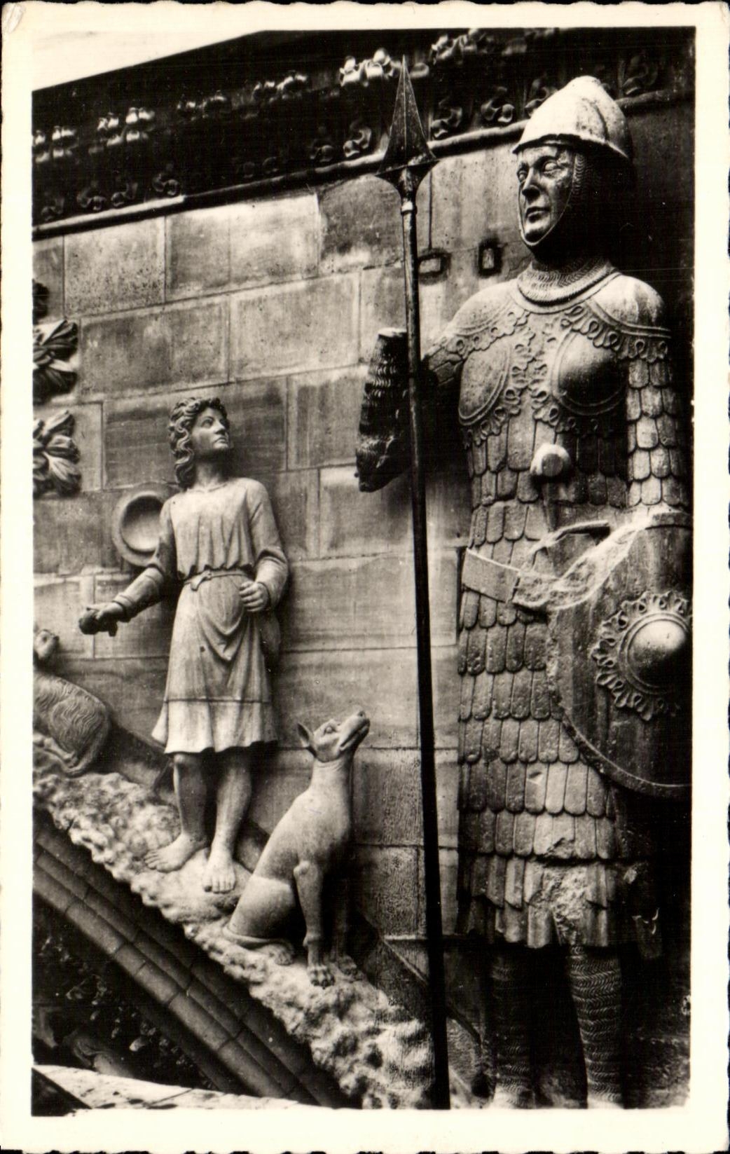 CPA Cathedrale De Reims Combat de David et Galiath 