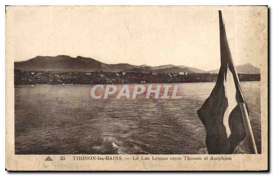 CPA Thonon les Bains Le Lac Leman entre thonon et Amphion