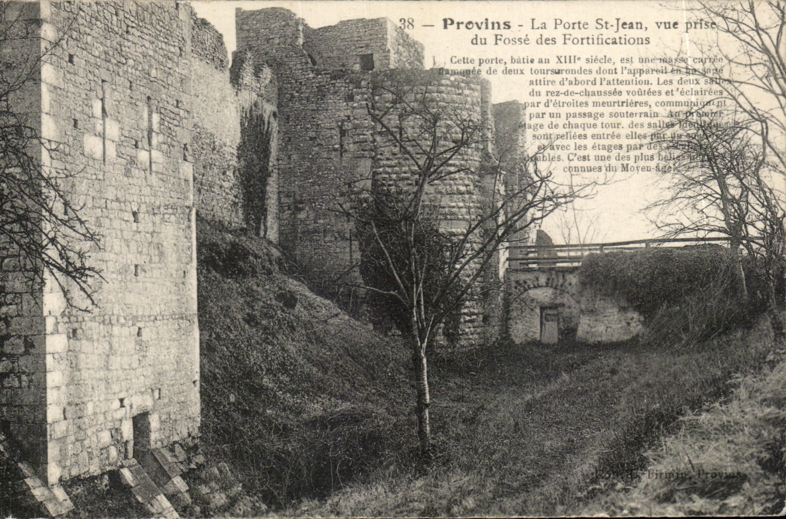Provins - La Porte Saint-Jean, vue prise du Fossé des Fortifications — éditeur Firmin, n°38