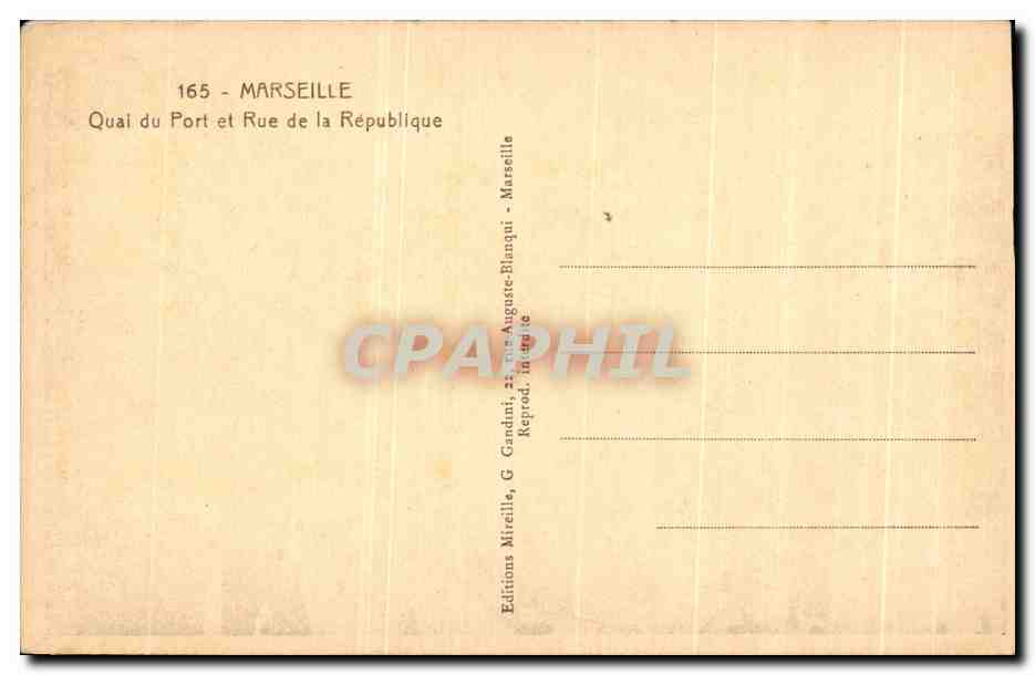 CPA Marseille Quai du Port Rue de la Republique — Rückseite