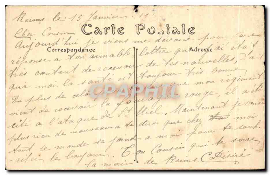 CPA Cathedrale de Reims Fragment du Portail du Jugement Les Damnes Diable — Verso
