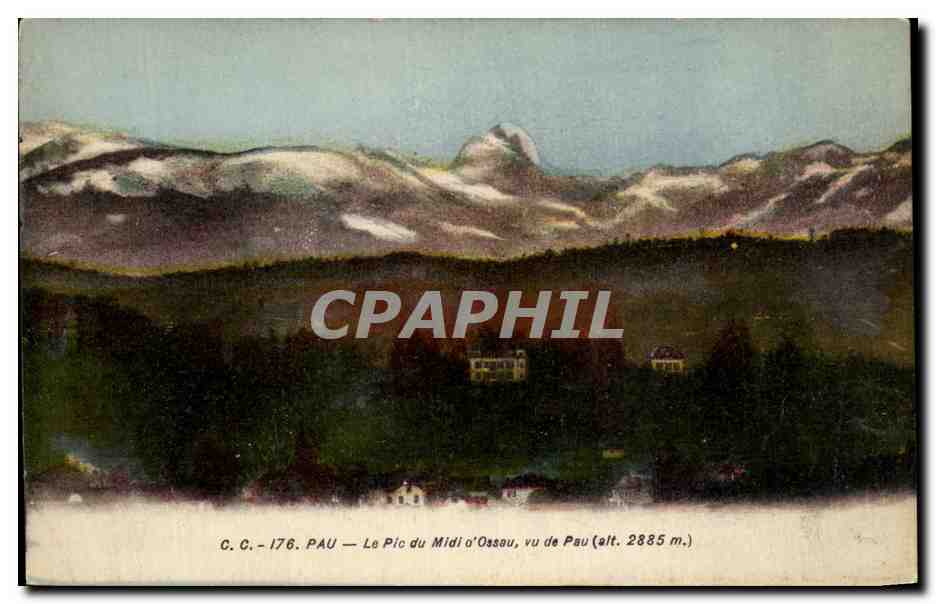 Le Pic du Midi d'Ossau, vu de Pau — C.C. - 176 — éditeur C. C. PAU