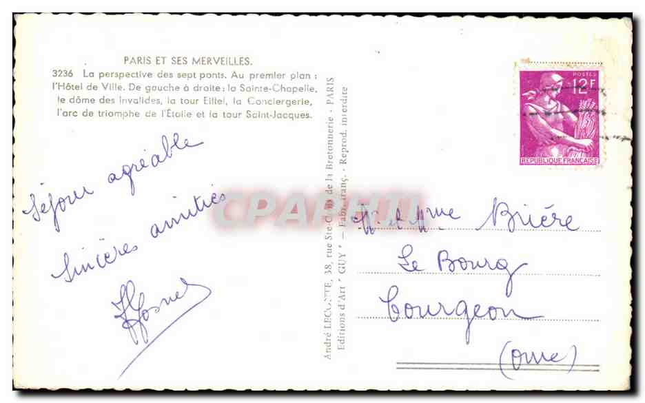 CPA Paris La Perspective Des Sept Ponts — Verso