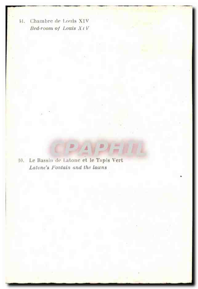 Chambre de Louis XIV — Le Bassin de Latone et le Tapis Vert — CPAPHIL — Verso