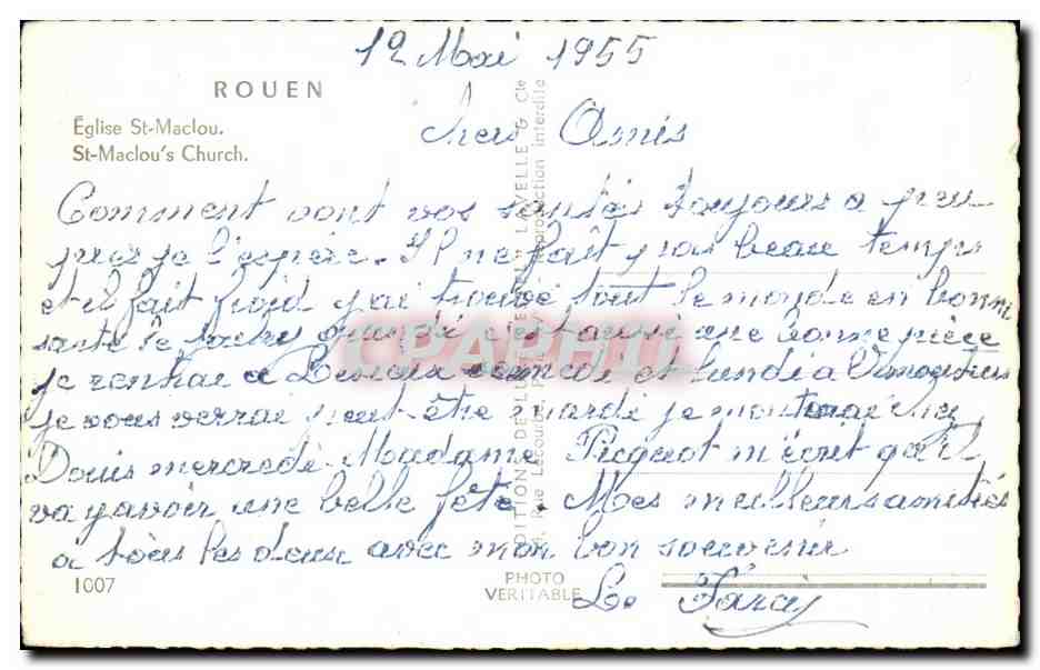 CPA Rouen Eglise St Maclou St Maclou's Church — Verso