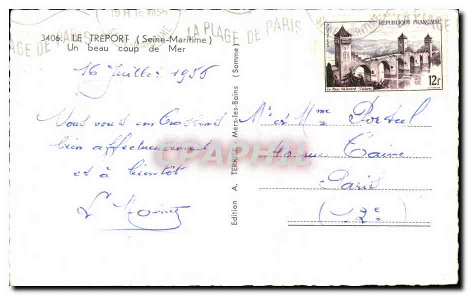 CPA Le Treport Un Beau coup de Mer — Rückseite