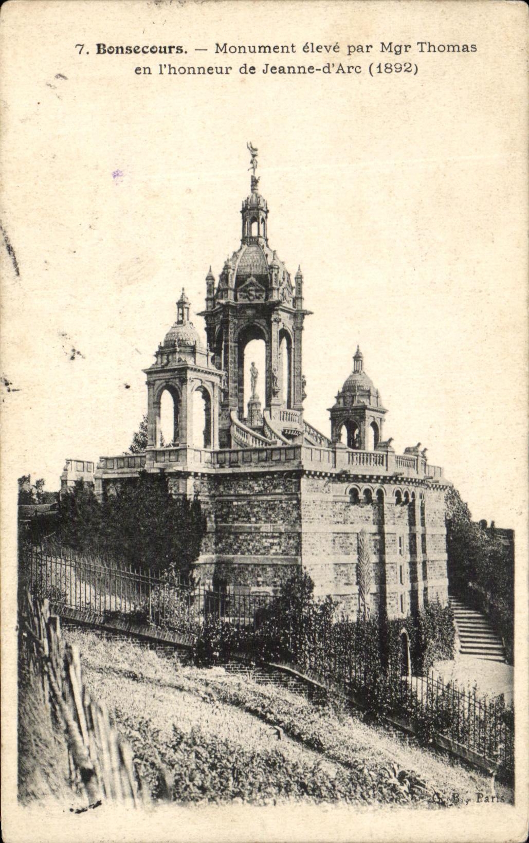 CPA Bonsecours Monument eleve par Mgr Thomas en l'honneur de Jeanne d Arc