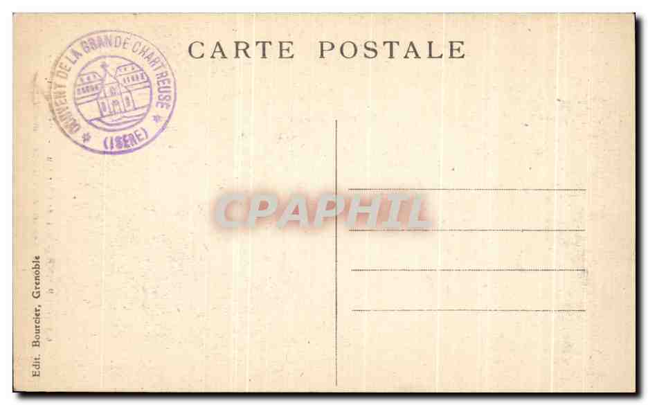 Dauphine — Grande-Chartreuse — Buste en marbre au-dessus de l'entrée de la Chapelle mortuaire — Edit. Bourcier, Grenoble — Reverso