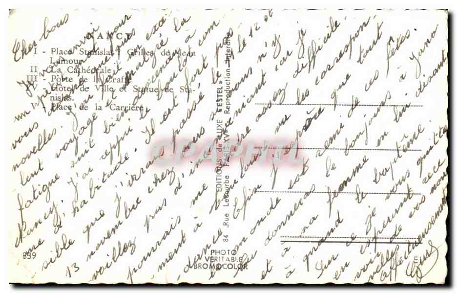 CPA Souvernir De Nancy — Verso