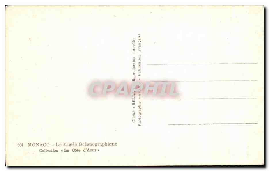 Monaco - Le Musée Océanographique — Collection « La Côte d'Azur » — éditeur BEI — Verso