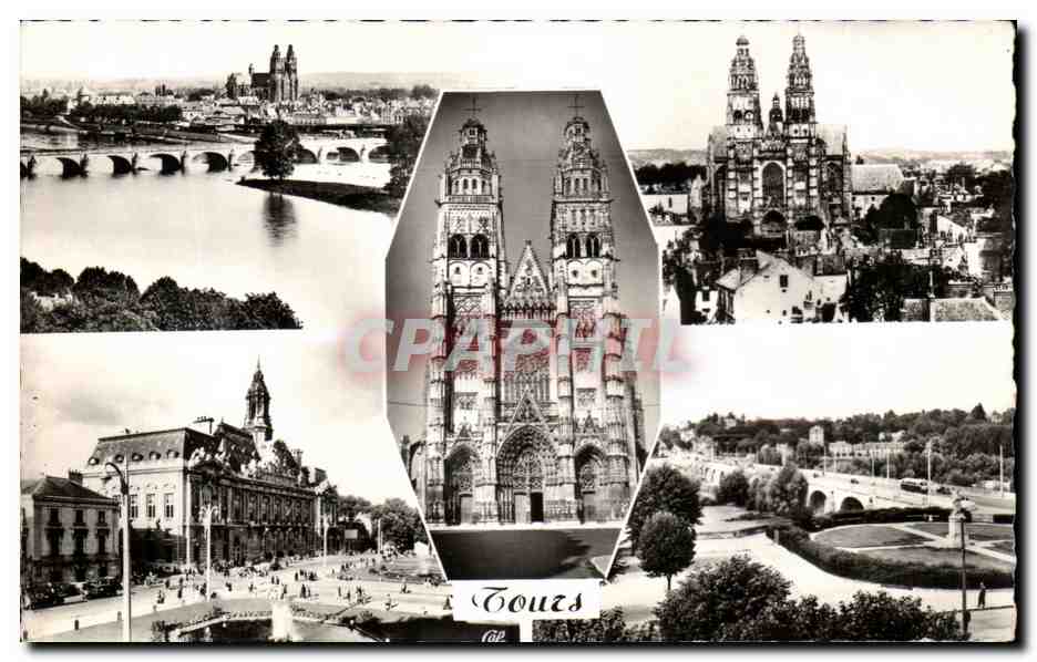 CPA Tours Vue Generale Le Cathedrale Facade De La Cathedrale