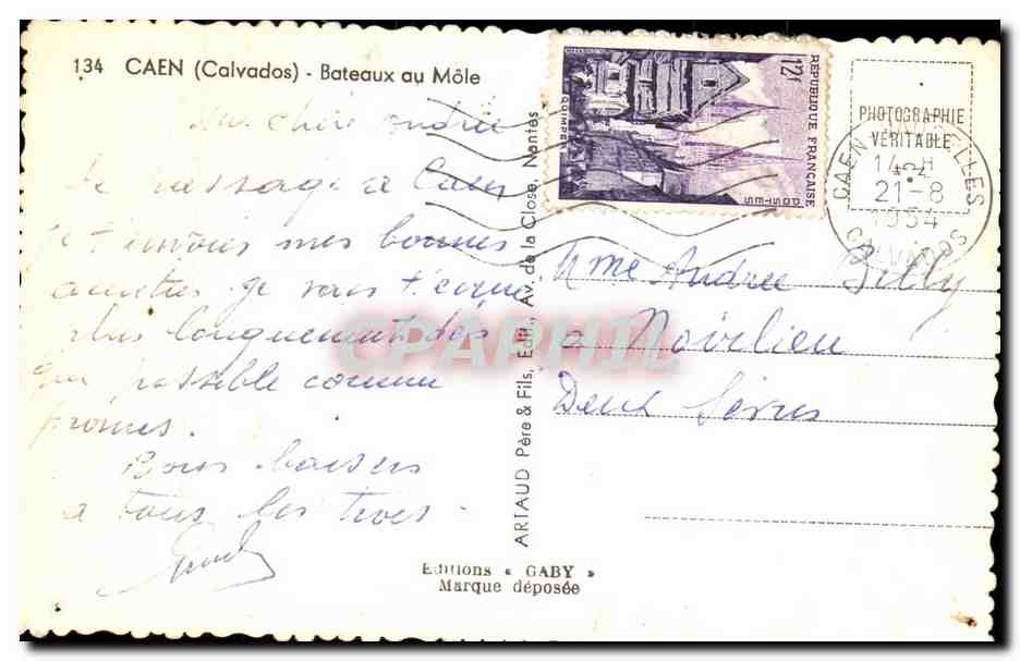 CPA Caen Bateaux au Mole Bateau — Rückseite