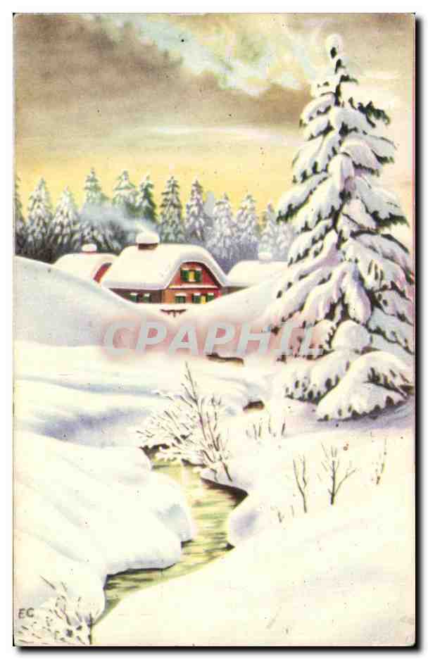 CPSM Fantaisie Paysage sous la neige 