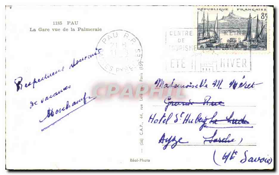 CPA Pau La Gare Vue de la Palmeraie — Verso