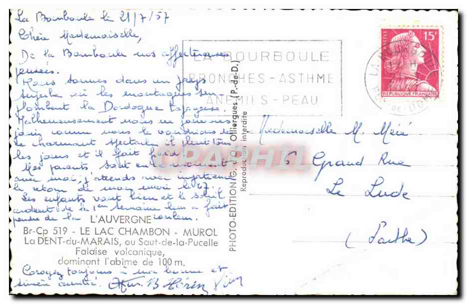 La Dent du Marais — legend of Chambon — edition GdO — Back