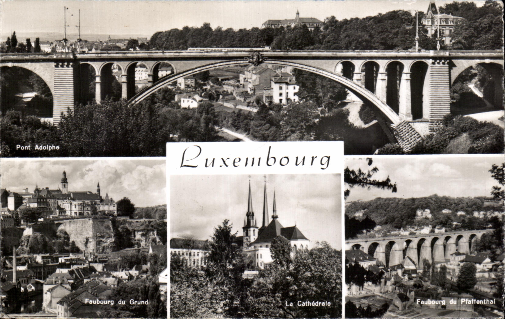 CPSM Luxembourg Pont Adolphe Faubourg du Grund Cathedrale Pfaffenthal