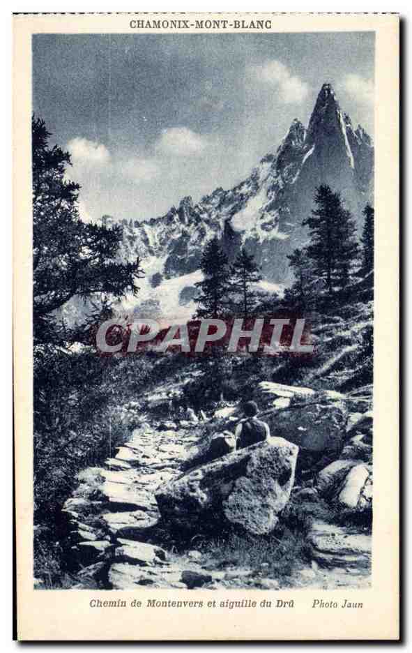 CPA Chamonix Mont Blanc Chemin de Montenvers et aiguille du Dru