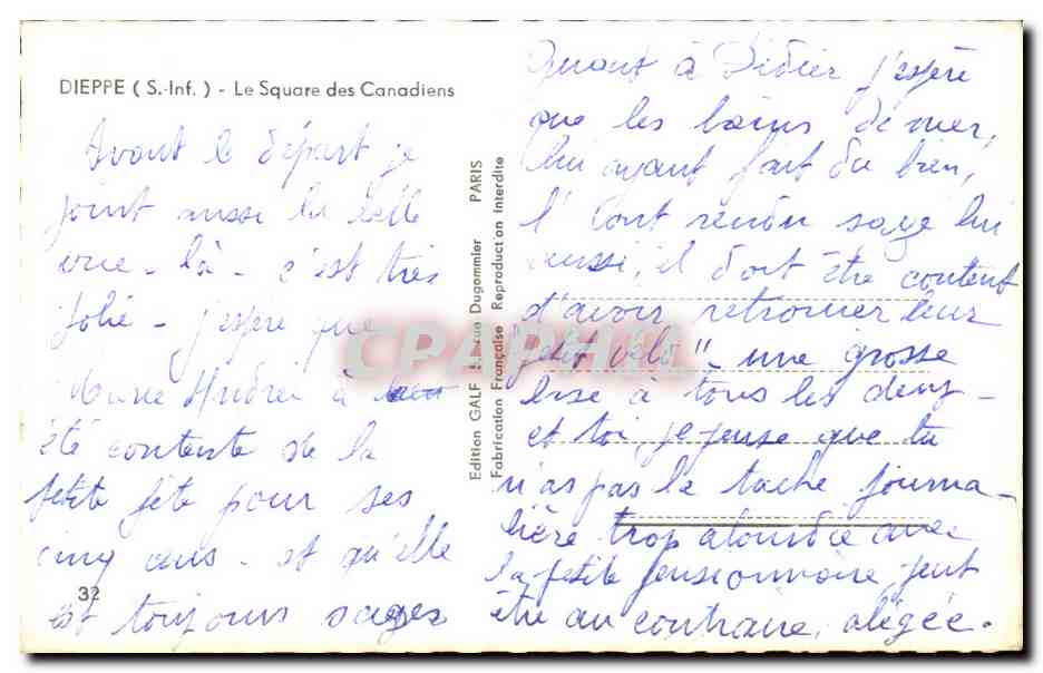 CPA Dieppe Le Square des Canadiens 19 aout 1942 1949  — Rückseite