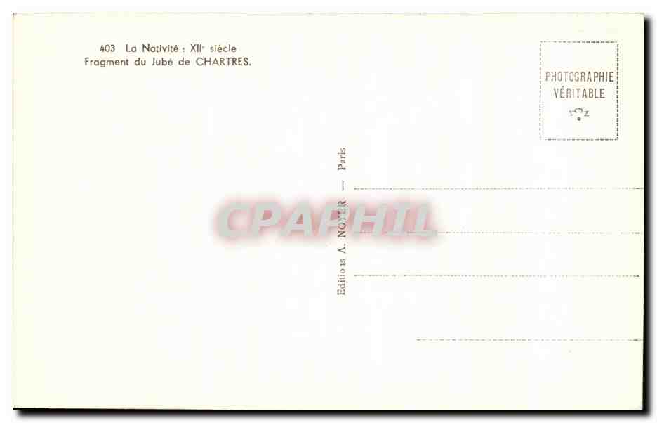 CPA La Nativite Fragment du Jude de Chartres — Verso