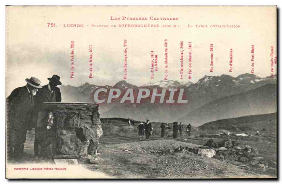 CPA Les Pyrenees Centrales Luchon Plateau De Superbagneres La table d'orientation