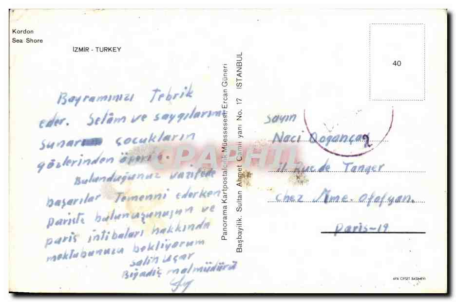 CPA Izmir Turquie — Verso