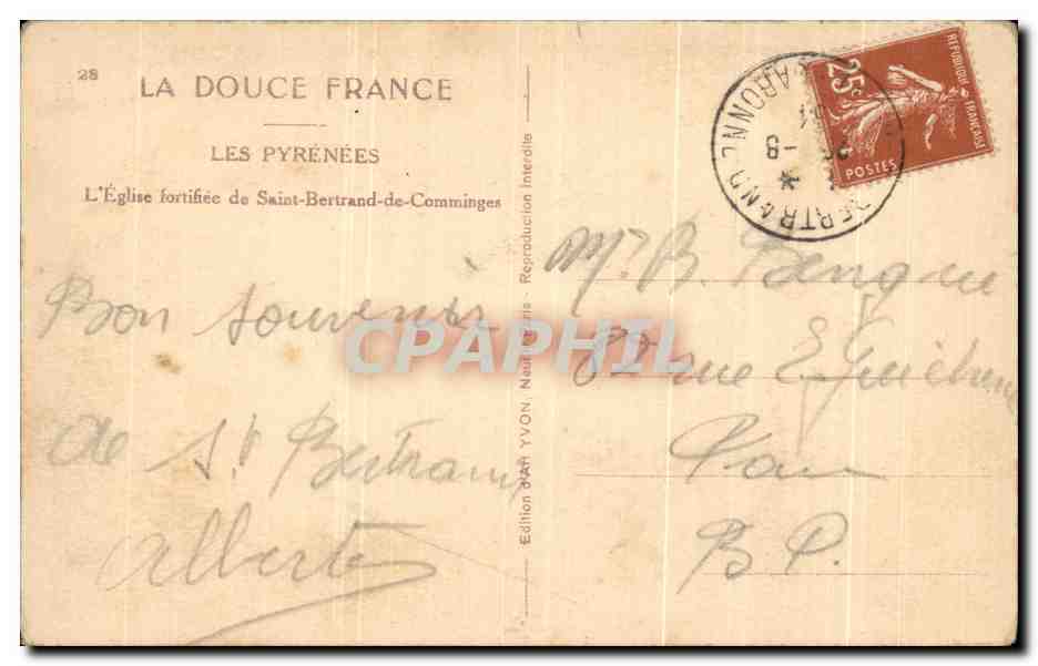 CPA Les Pyrenees L'Eglise Fortifie de Saint Bertrand de Comminges — Verso