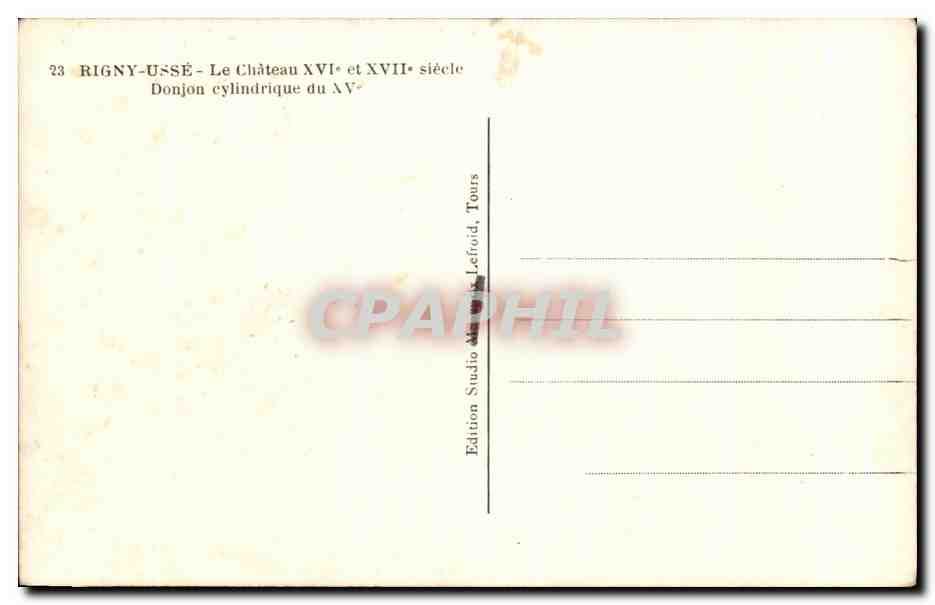 CPA Rigny Usse Le Chateau Donjon Cylindrique — Rückseite