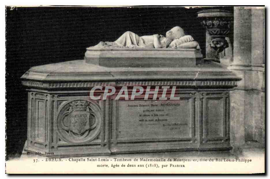 Chapelle Saint-Lonix - Tombeau de Mademoiselle de Montpensier, fille du Roi Louis-Philippe, morte âgée de deux ans (1818) — par Pradier — éditeur Dreux